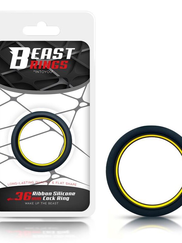 Anillo para el Pene 100% Silicona Sólida 3.6 cm Amarillo y Negro