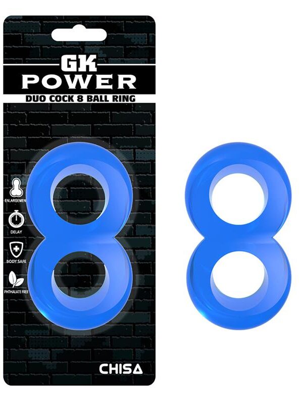 Anillo para el Pene Doble Duo Cock 8 Azul