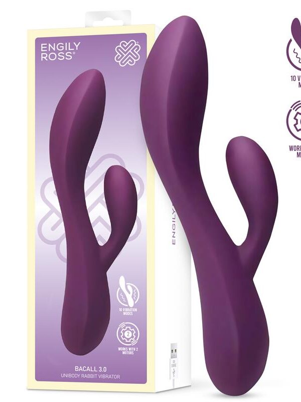 Bacall 2.0 Vibrador Silicona Liquida Inyectada Doble Motor USB Púrpura
