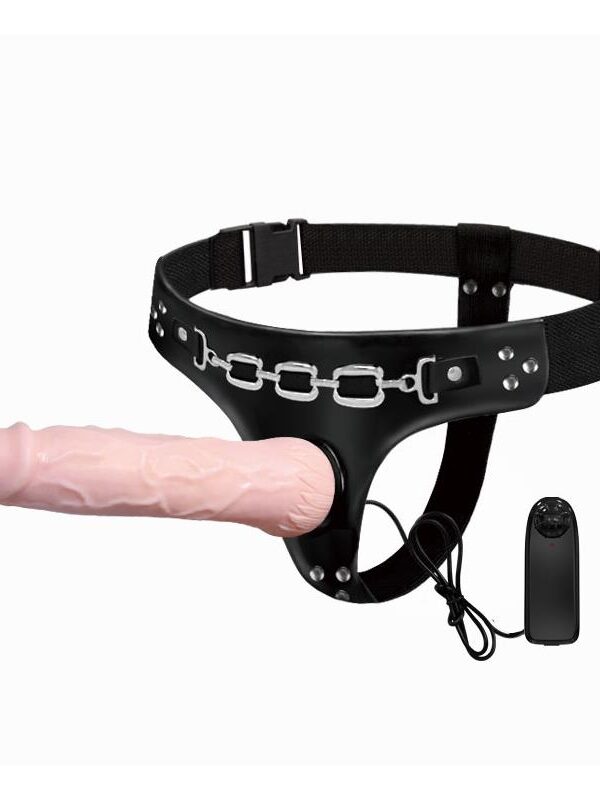 Baile Arnés con Dildo Vibrador Natural 18.5 cm