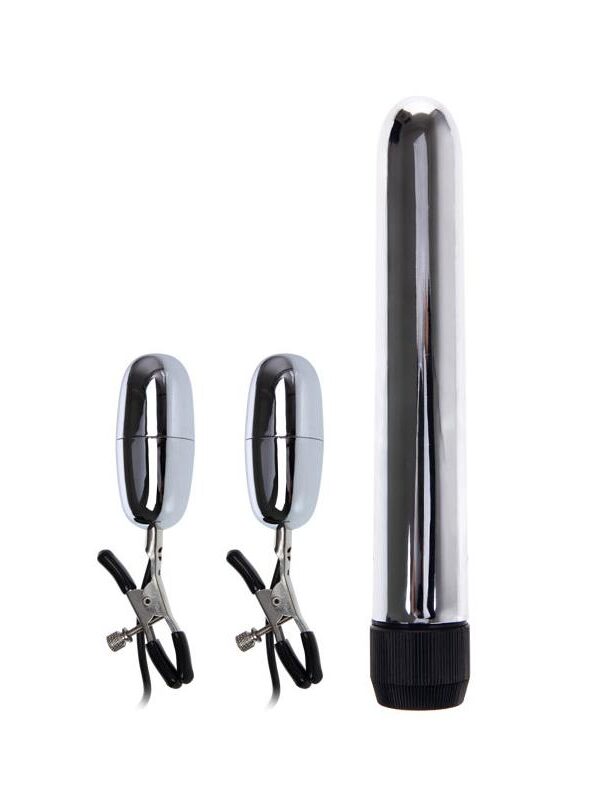 Baile Set Bala Vibrador y Pinzas para Pezones con Vibración Turbo