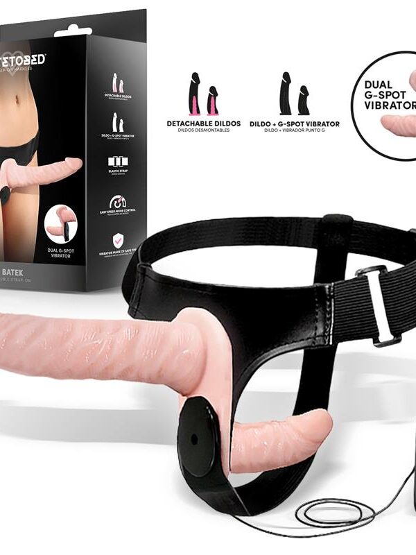 Batek Arnés con Dildo Doble Desmontable, Punto G y Vibración Control Remoto