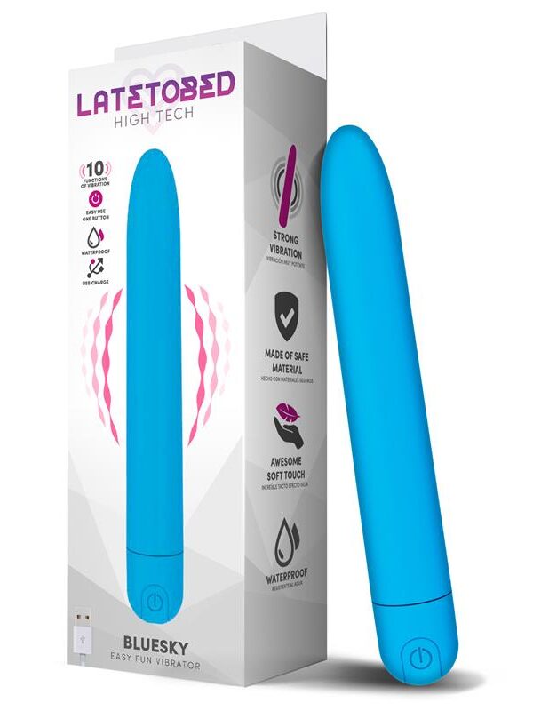 Bluesky Vibrador 10 Funciones 18,5 cm USB Azul Mate