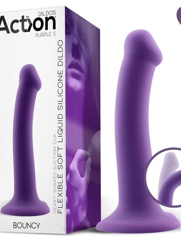 Bouncy Dildo Silicona Líquida Hiper Flexible 6.5 - 16.5 cm Talla S Púrpura