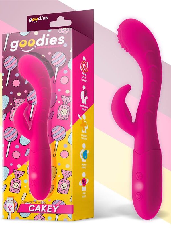 Cakey Vibrador Punto G y Conejito USB Silicona Fuchsia