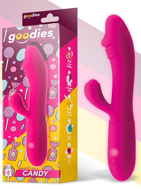 Candy Vibrador con Conejito Punto G USB Silicona Fucshia