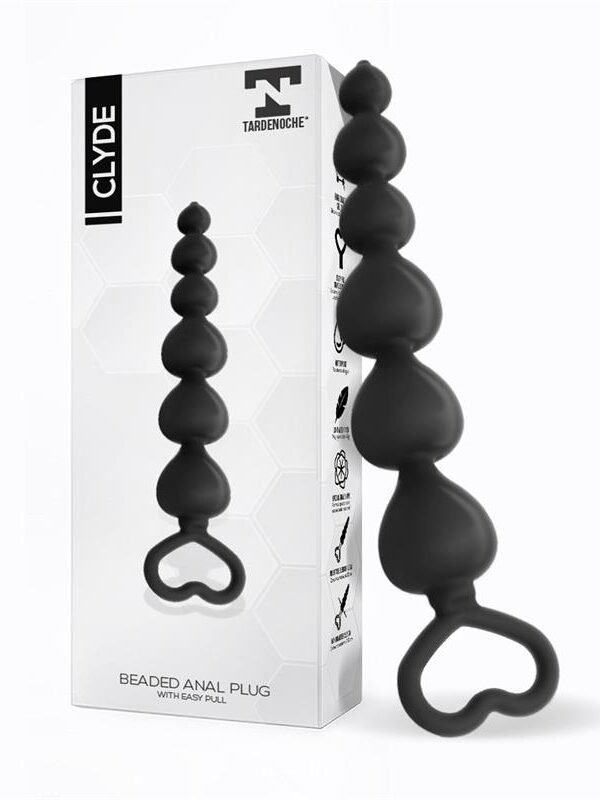 Clyde Plug Anal con Bolas con Aro de Fácil Extracción Silicona Negro
