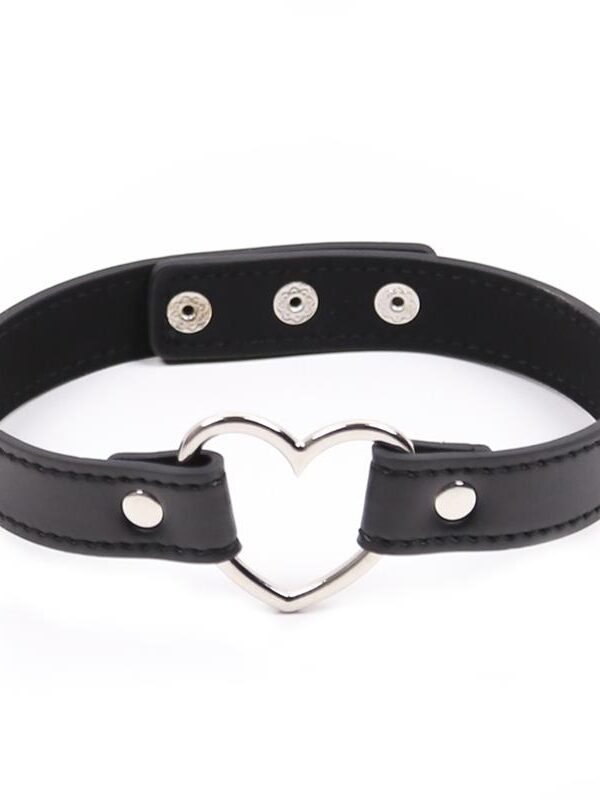 Collar con Aro en Forma de Corazón Ajustable 41,5 cm Negro