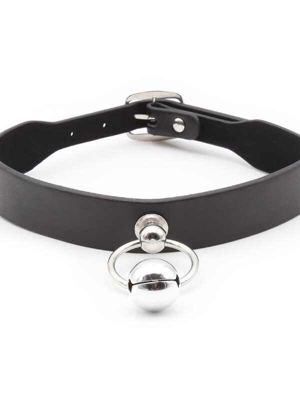 Collar con Aro y Cascabel Negro