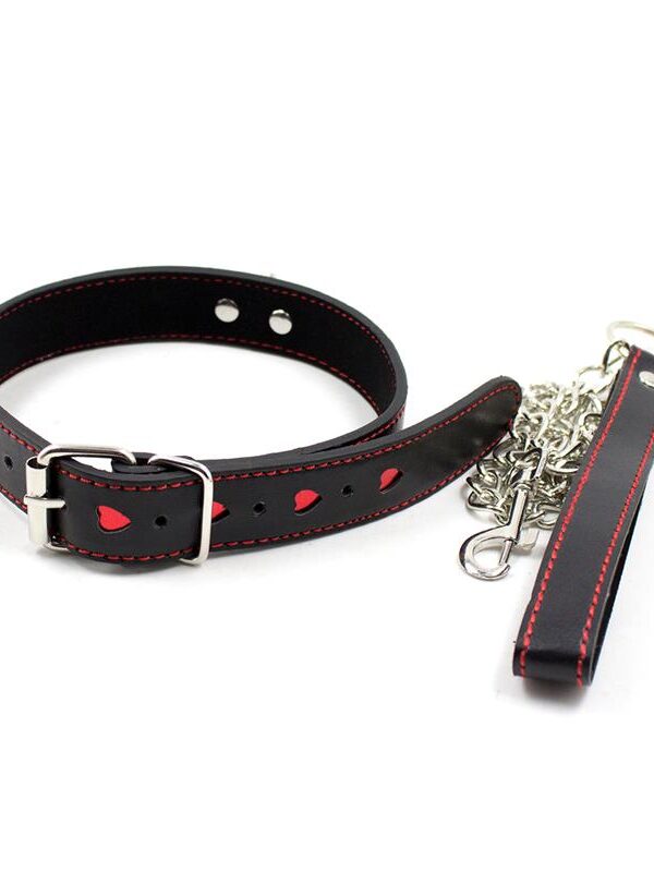 Collar con Cadena de Metal Negro/Rojo