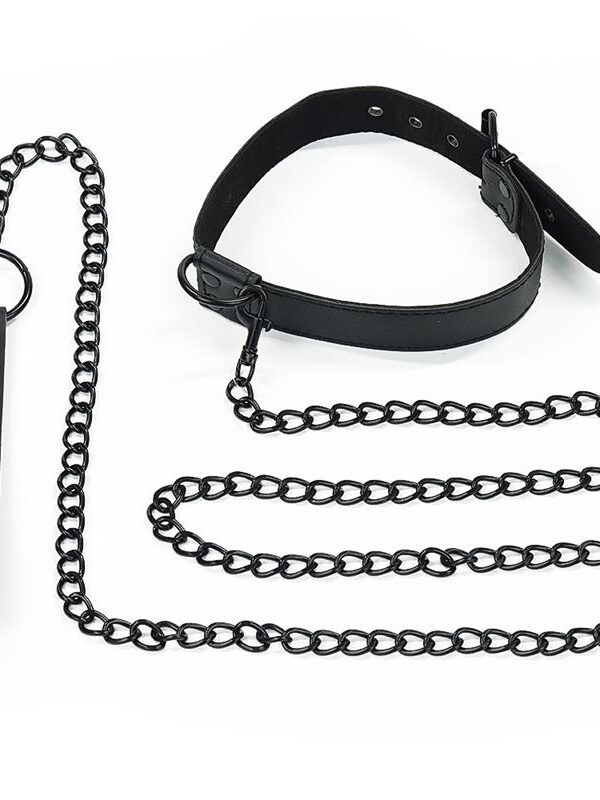 Collar con Correa Negro Mate