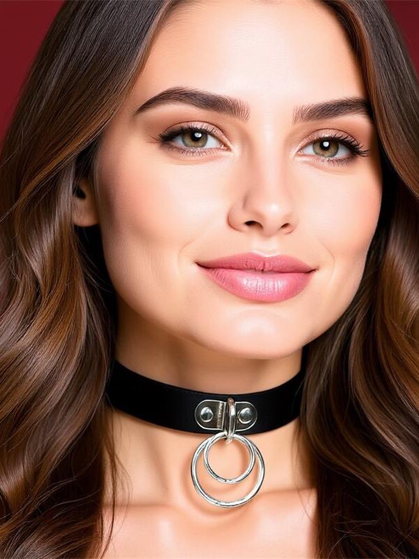 Collar con Doble Aro Cuero Vegano Talla Única