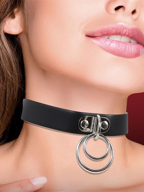 Collar con Doble Aro Cuero Vegano Talla Única