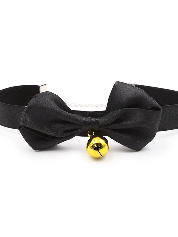 Collar con Lazo y Cascabel 36 cm Negro L