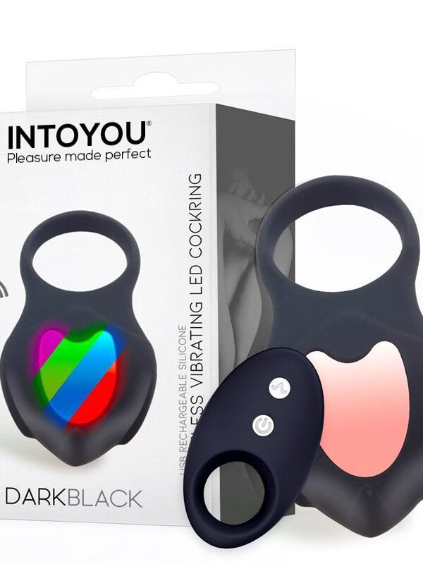 Darkblack Anillo Vibrador con Led Control Remoto USB Silicona