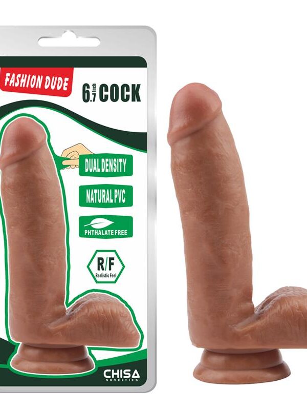Dildo Dual density Fashion Dude 17 x 3.6 cm Bronceado