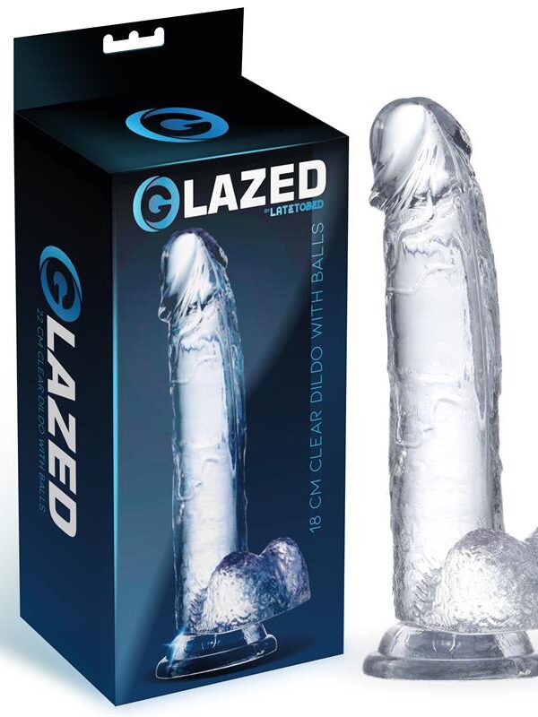 Dildo Realista con Testículos Material Cristalino 18 cm
