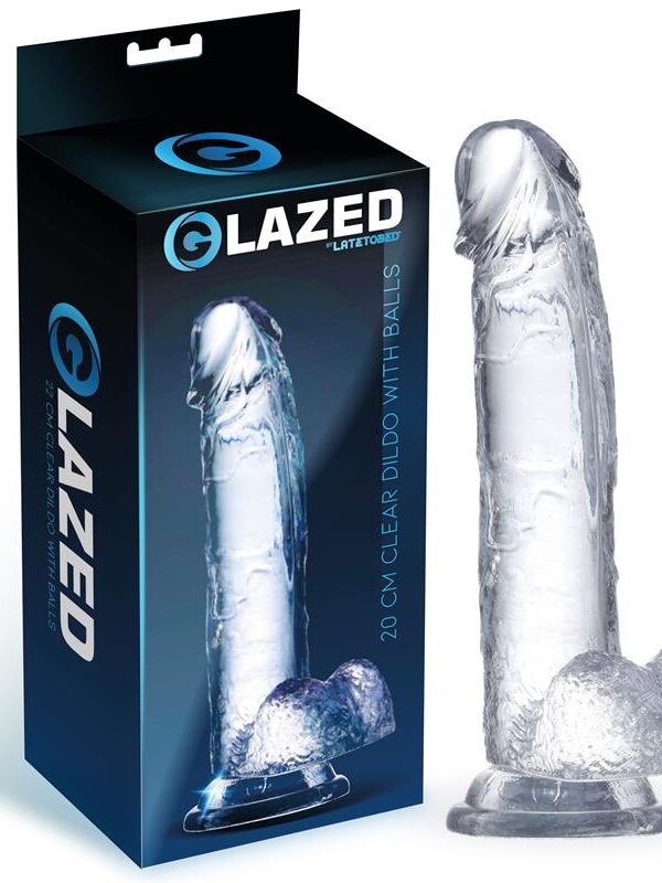 Dildo Realista con Testículos Material Cristalino 20 cm