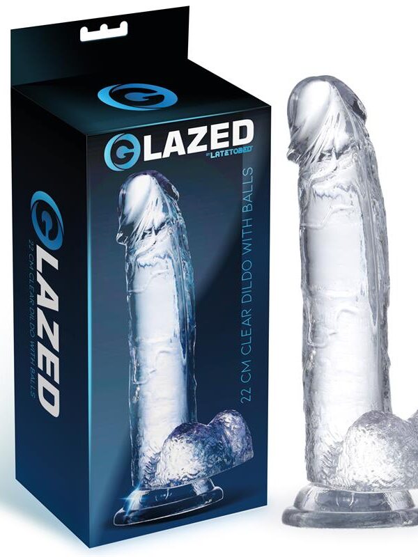 Dildo Realista con Testículos Material Cristalino 22 cm