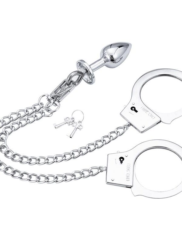 Esposas de Metal con Cadena y Plug Anal