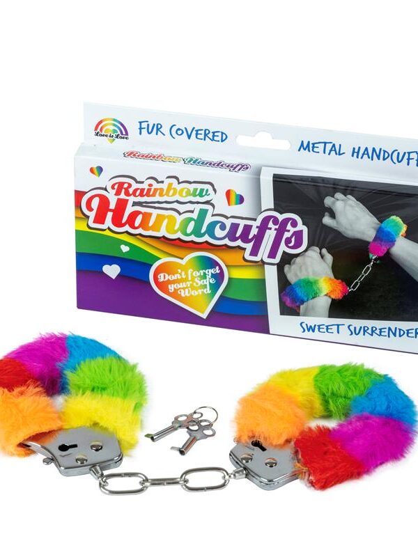 Esposas de Metal con Pelo Color Arcoiris