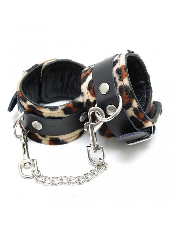 Esposas para Pies Cuero Estampado Leopardo