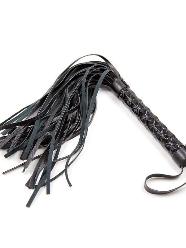 Flogger Patrón de Diamante y Mango de Metal 39 cm Negro