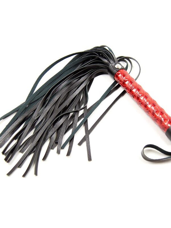 Flogger Patron de Diamante y Mango de Metal 39 cm Rojo