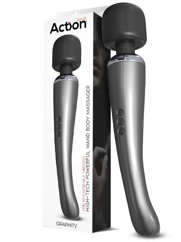 Graphity Wand Masajeador High-Tech Súper Potente Inalámbrico USB Color Grafito Silicona