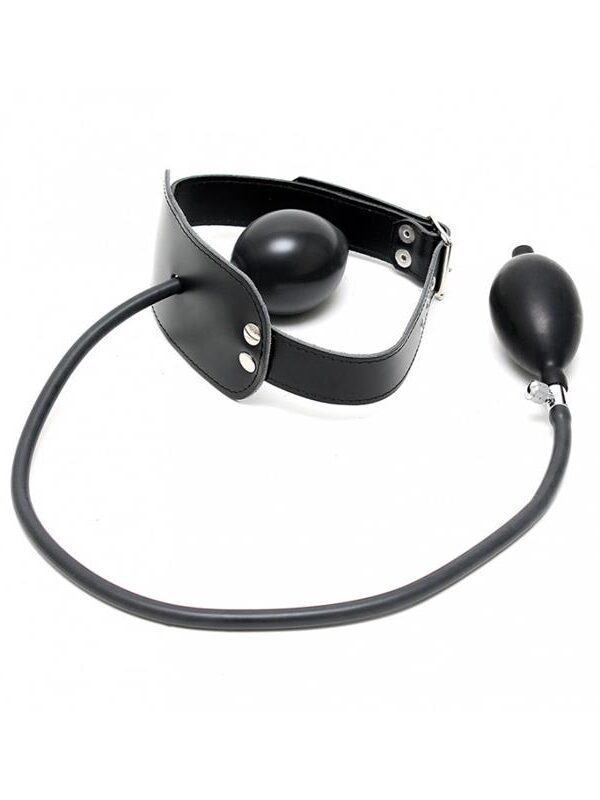 Mordaza Cuero con Globo Inflable y Bomba Ajustable