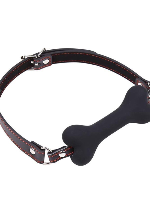 Mordaza Forma de Hueso Silicona 12 cm Negro