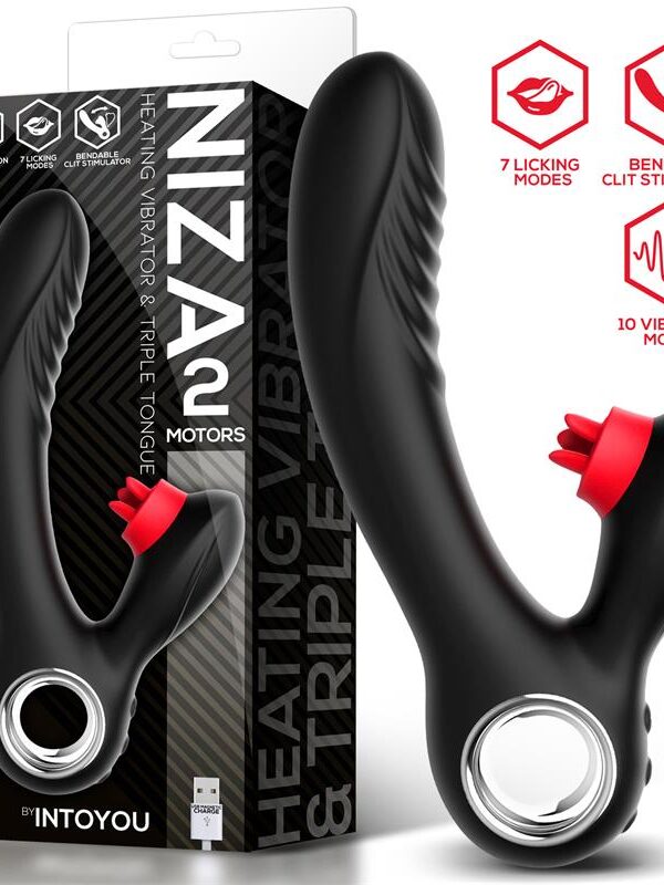 Niza Vibrador con Calor y Triple Lengua Estimuladora de Clítoris