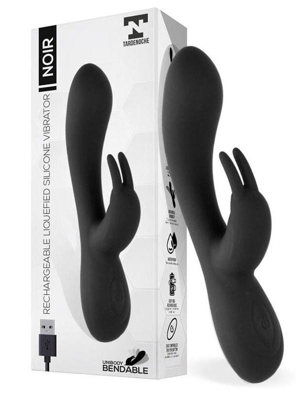 Noir Vibrador Silicona Líquida Inyectada 2 Motores USB
