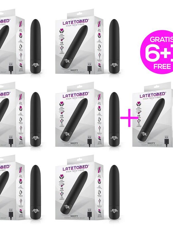 Pack 6 +1 Shoty Bala Vibradora USB 10 Velocidades Potente Motor Negro