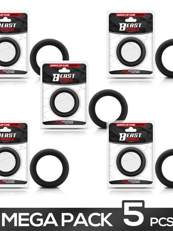 Pack 4+1 Anillo Pene Silicona Solida 4.5 cm