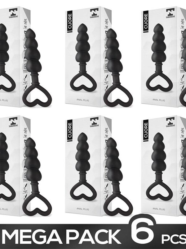 Pack 5+1 Cuore Anal Plug Silicone Black