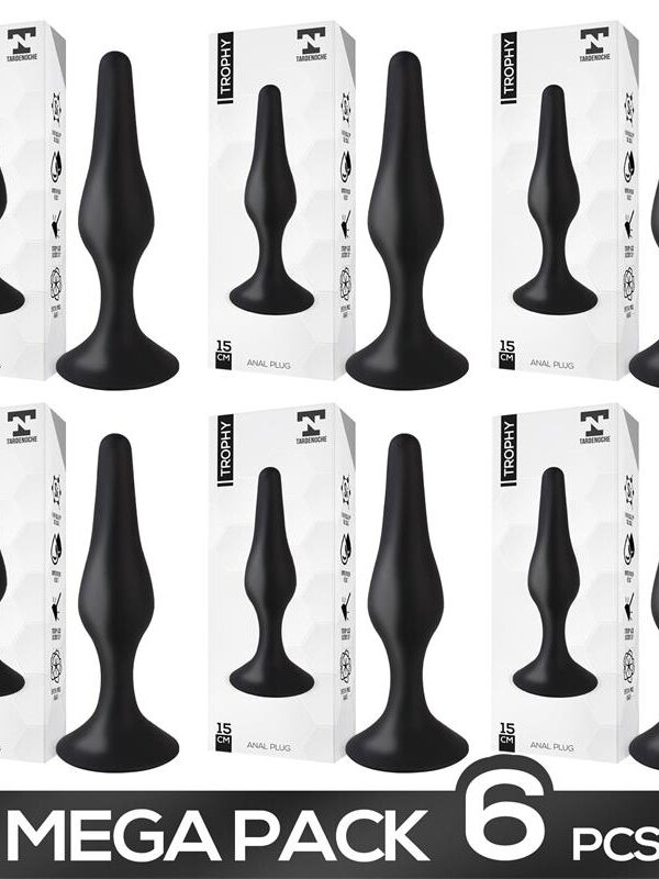 Pack 5+1 Trophy Anal Plug 15 cm. Silicone Black