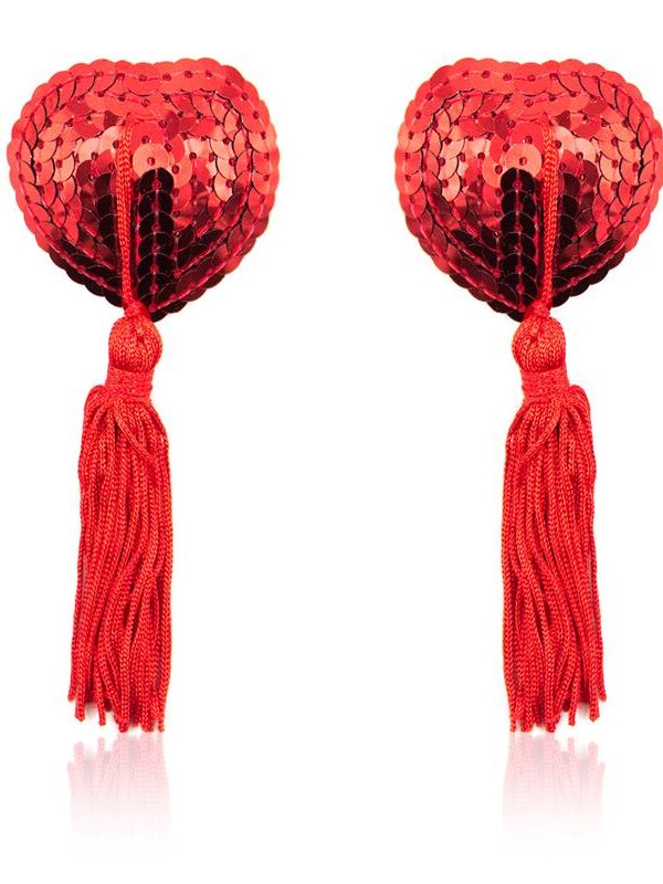 Pezoneras Forma Corazón Autoadhesivas con Lentejuelas Rojo