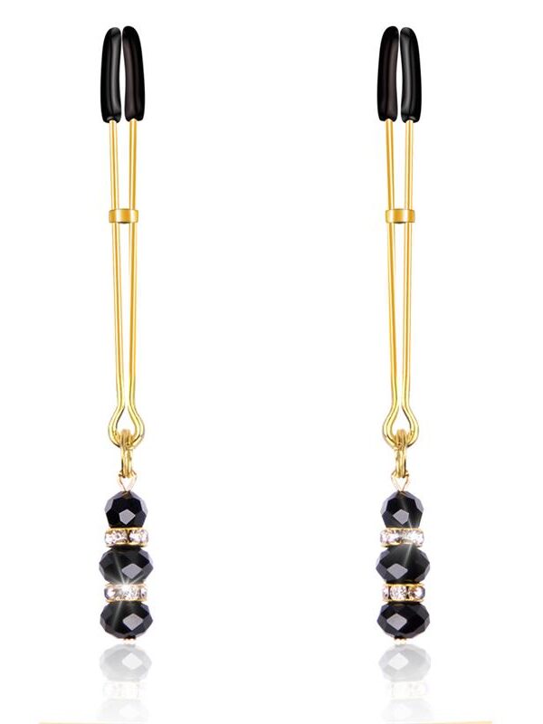 Pinzas para Pezones con Bolas de Cristal Dorado
