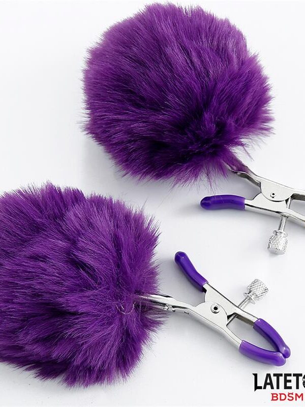 Pinzas para Pezones con Pelo Púrpura