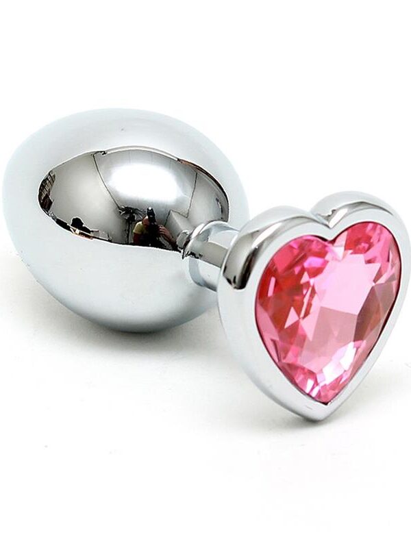 Plug Anal Acero Inox Cristal Corazón Rosa