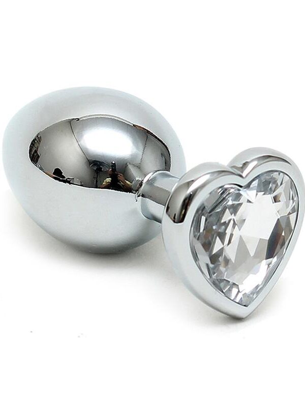 Plug Anal Acero Inox Cristal Corazón Transparente