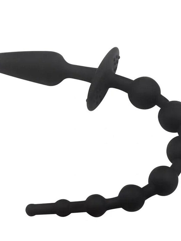 Plug Anal con Cadena Anal Silicona Negro