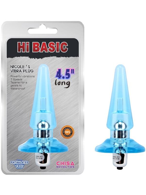 Plug Anal con Vibracion Nicoles 12.5 x 3.2 cm Azul