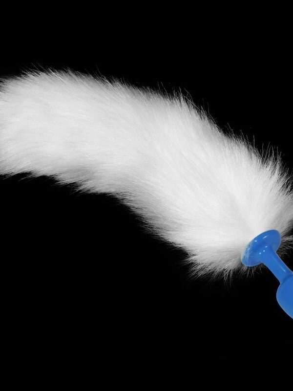 Plug Anal de Metal Azul con Cola Blanca