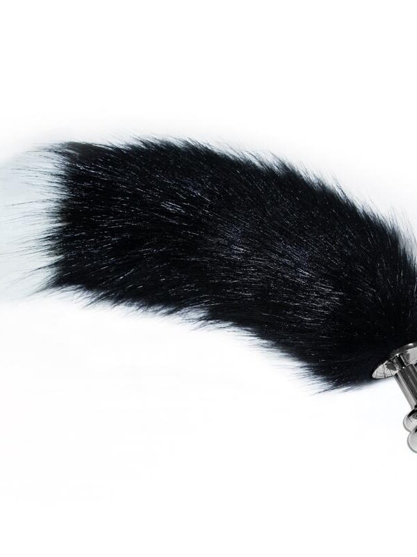 Plug Anal de Metal con Cola Blanco y Negro Talla L