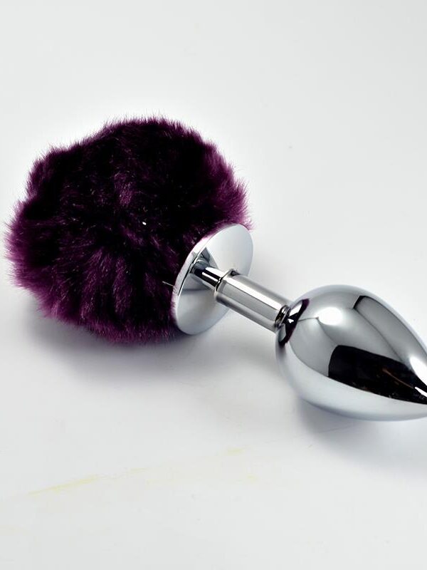 Plug Anal de Metal con Pompon Púrpura Talla L