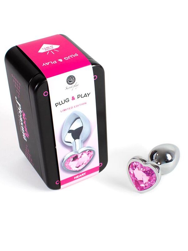 Plug Anal de Metal Corazón Fuchsia Talla S