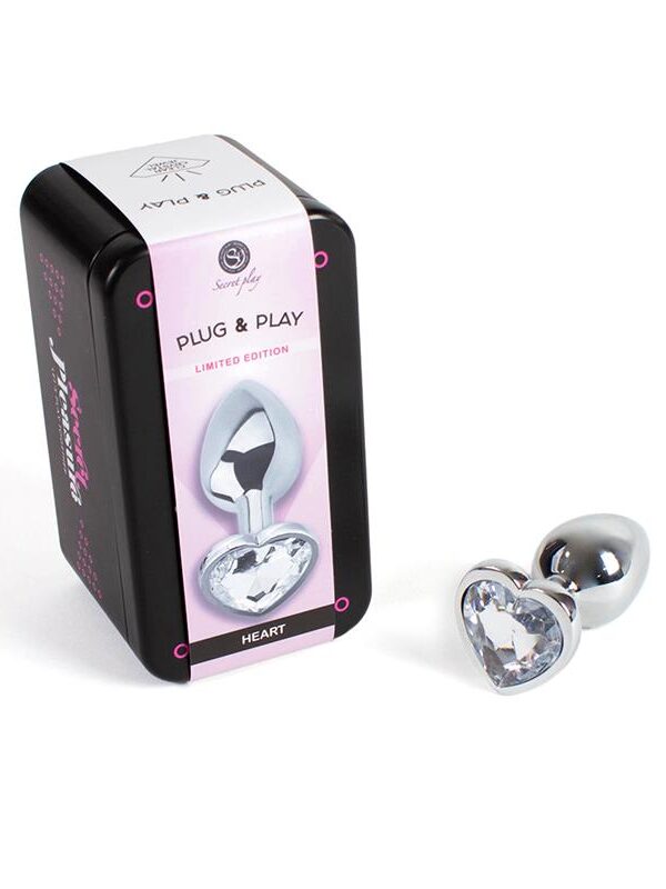 Plug Anal de Metal Corazón Transparente Talla S