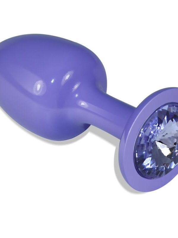 Plug Anal de Metal Púrpura Rosebud con Joya Azul